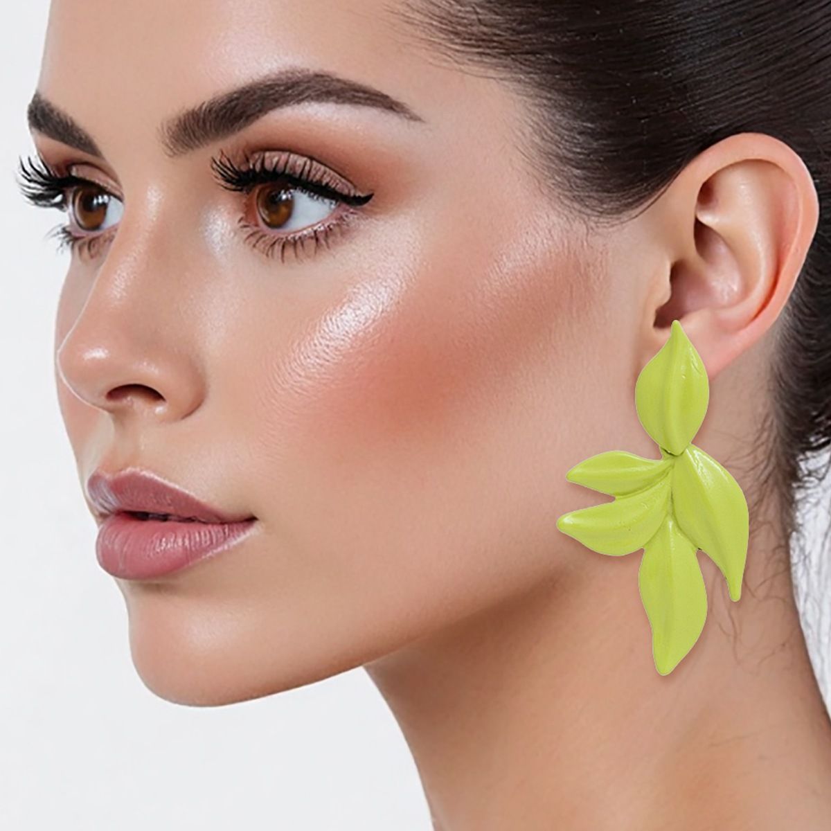 Dangle Vibrant Lime Green Tropical Leaf Earrings