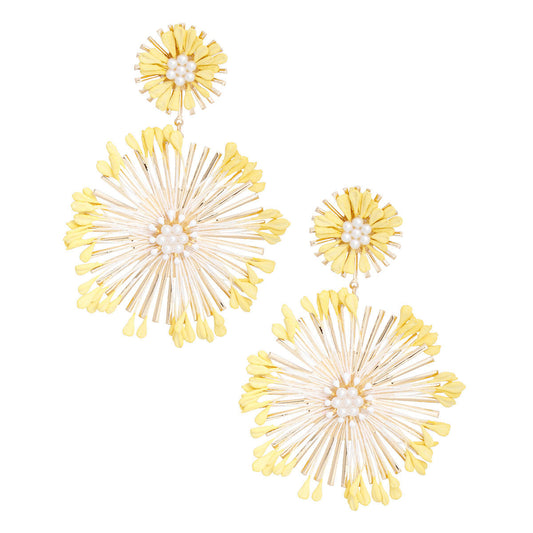 Dangle Yellow Wildflower Large Earrings for Women