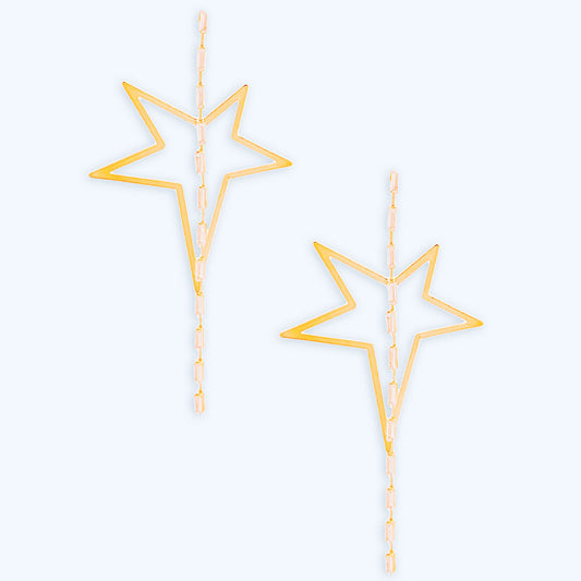 Gold Star Crystal Baguette Earrings