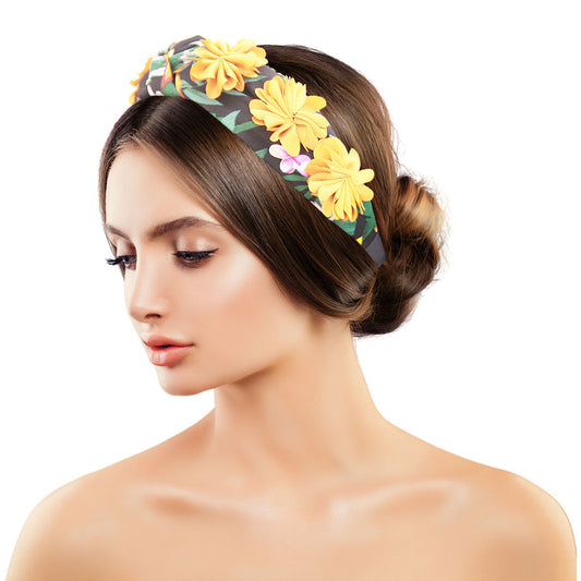 Mustard Flower White Headband