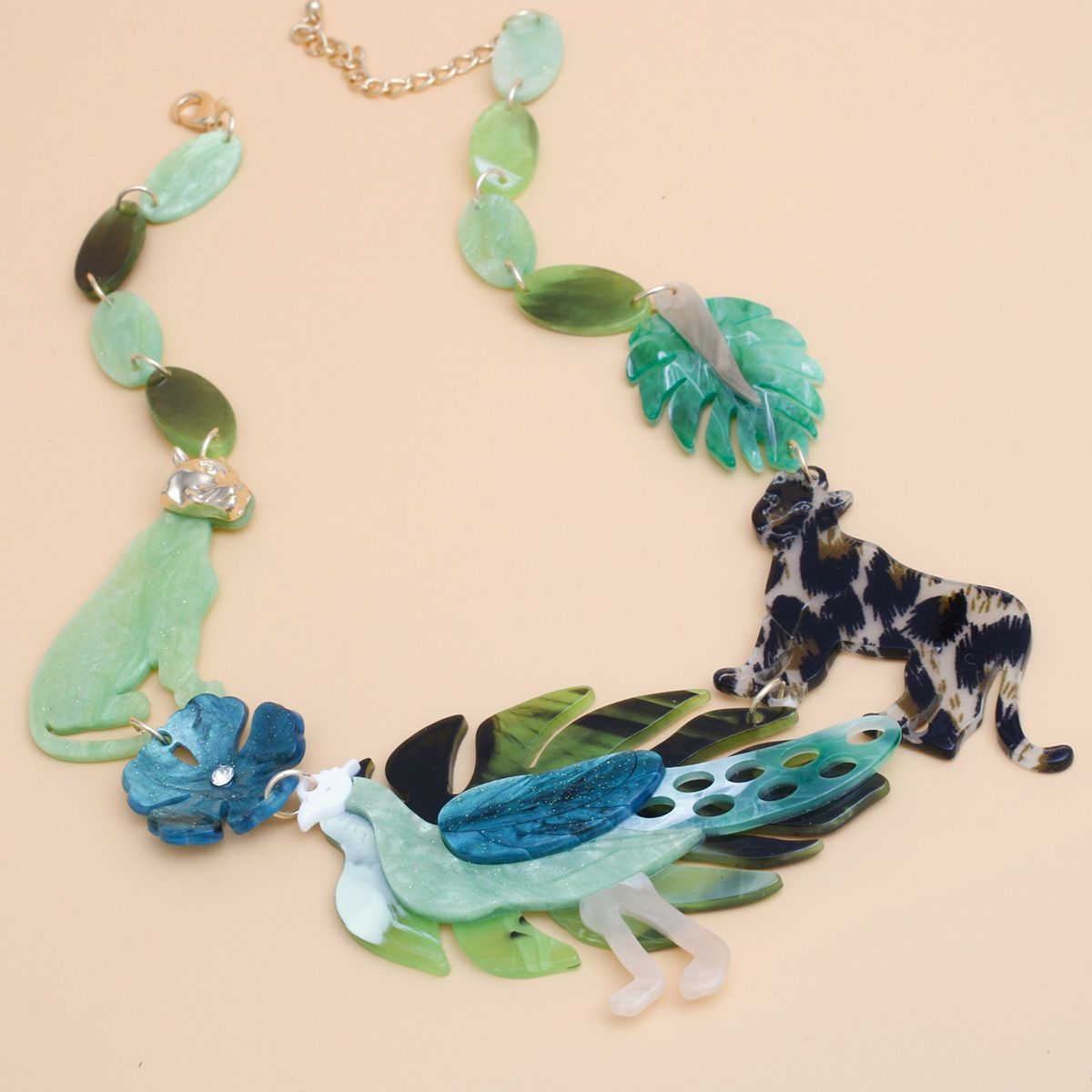 Collar Tropical Green Island Glamour Link Necklace