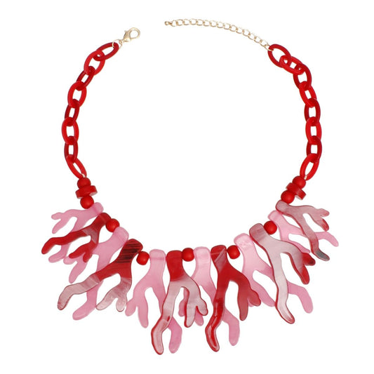 Collar Red Pink Coral Coastal Chic Link Necklace