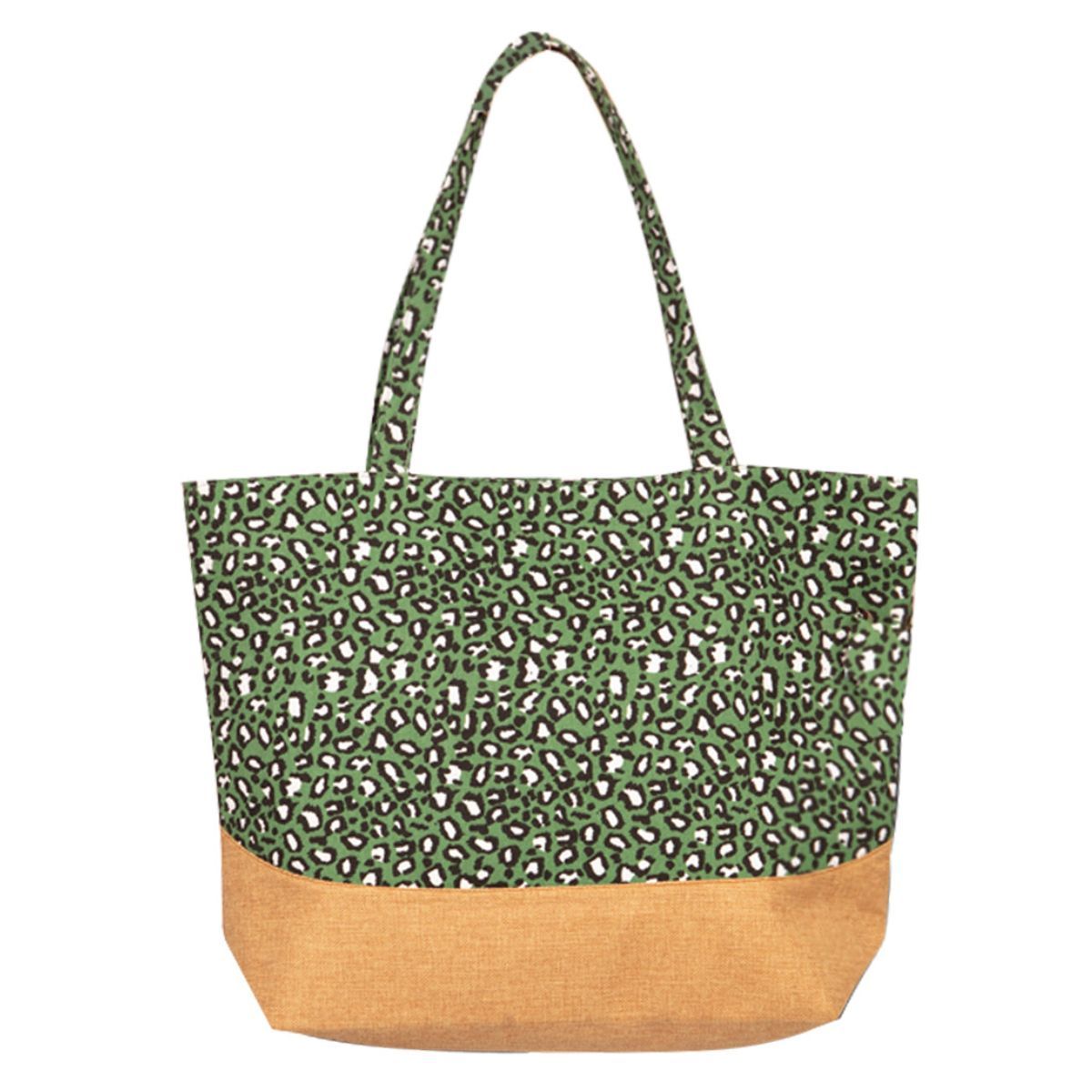 Olive Leopard Jute Tote