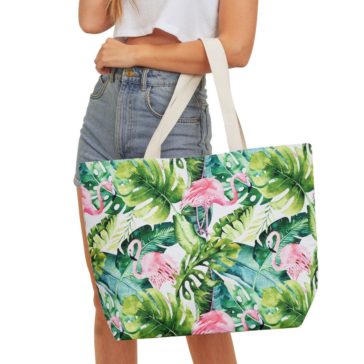 Tropical Flamingo Beach Tote