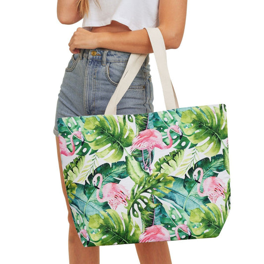 Tropical Flamingo Beach Tote