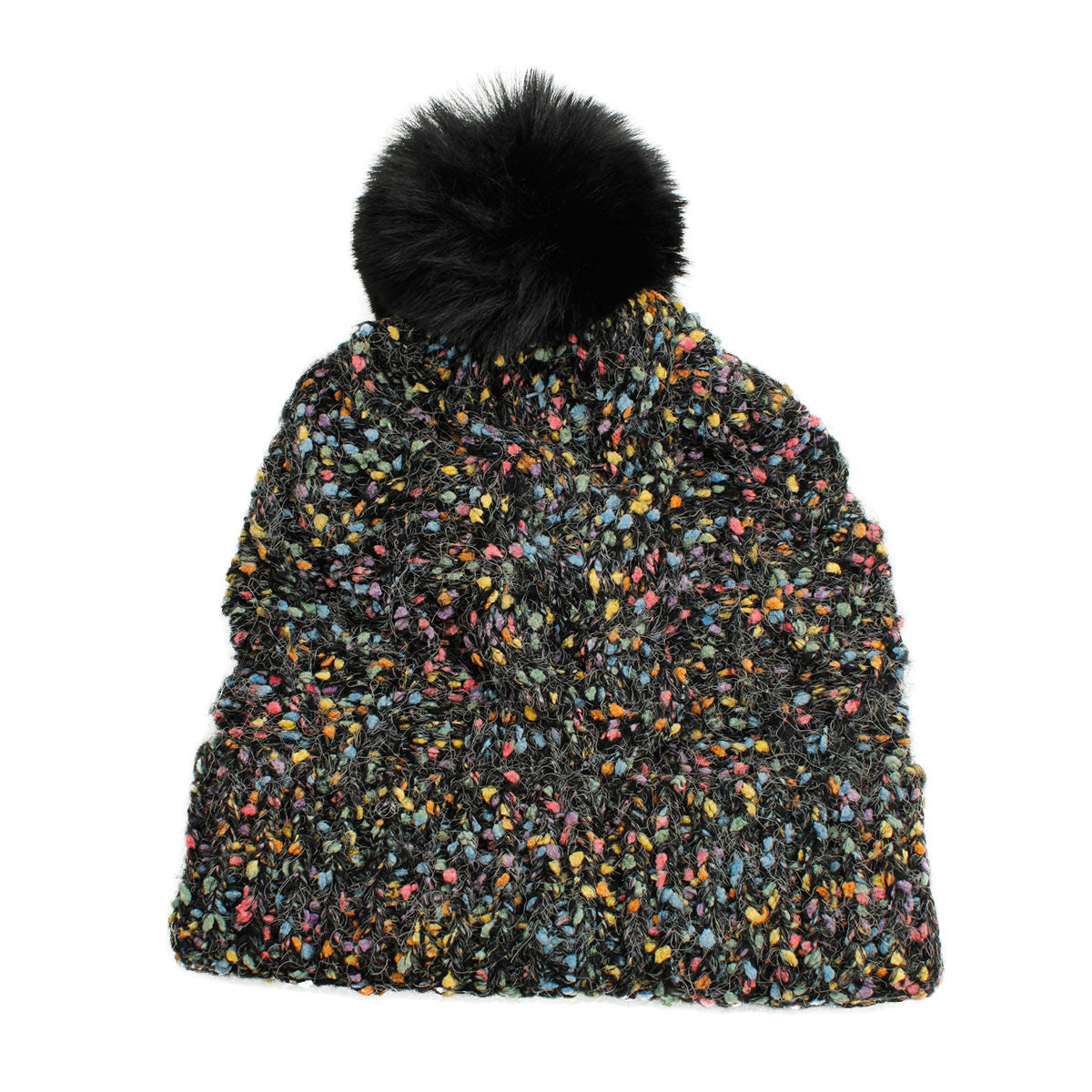 Black Confetti Cable Knit Beanie