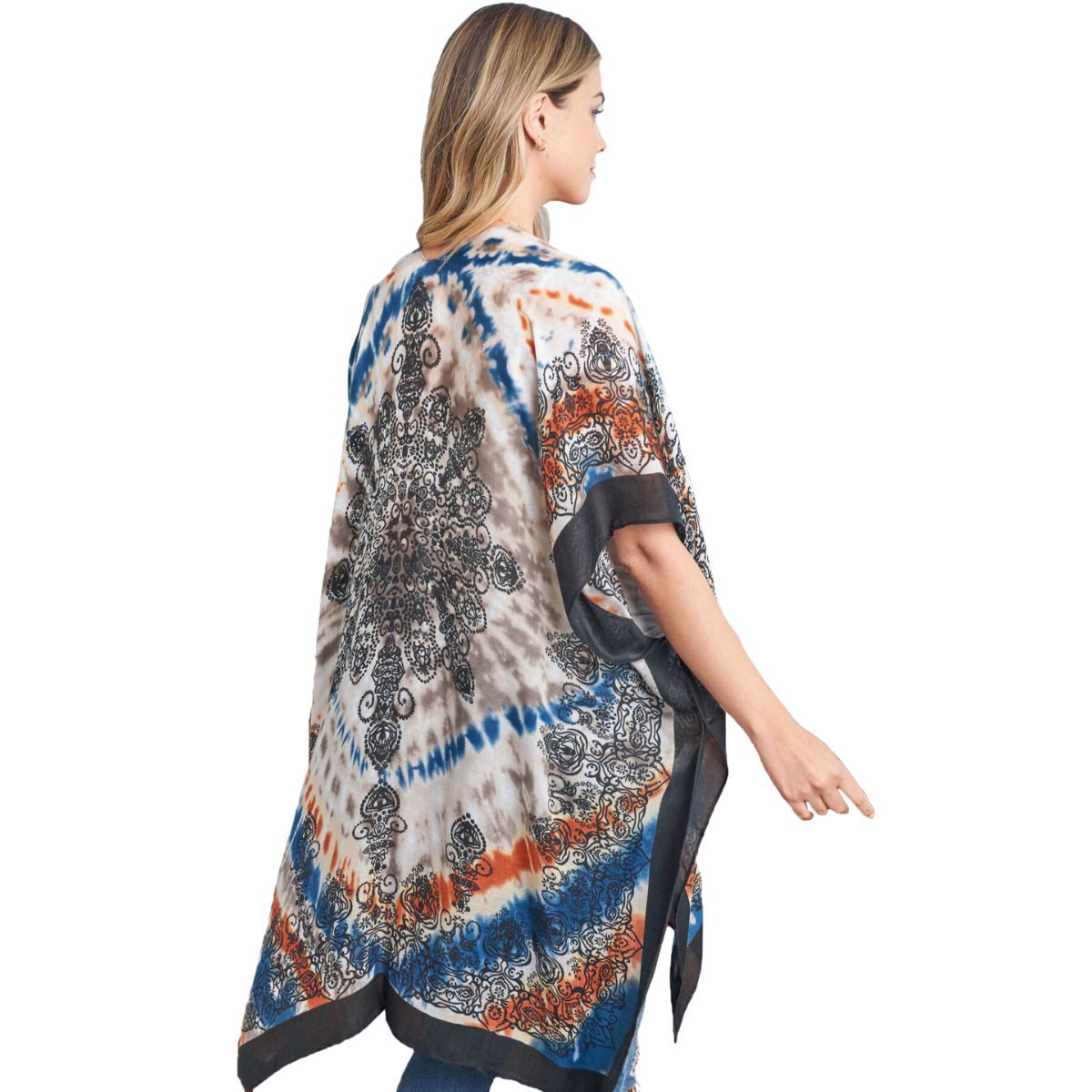 Blue Boho Tie Dye Kimono