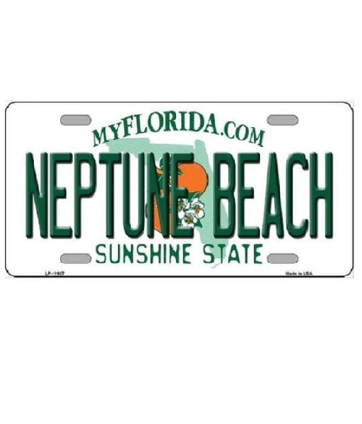 License plate with 'Neptune Beach' and 'My Florida' text on a white background