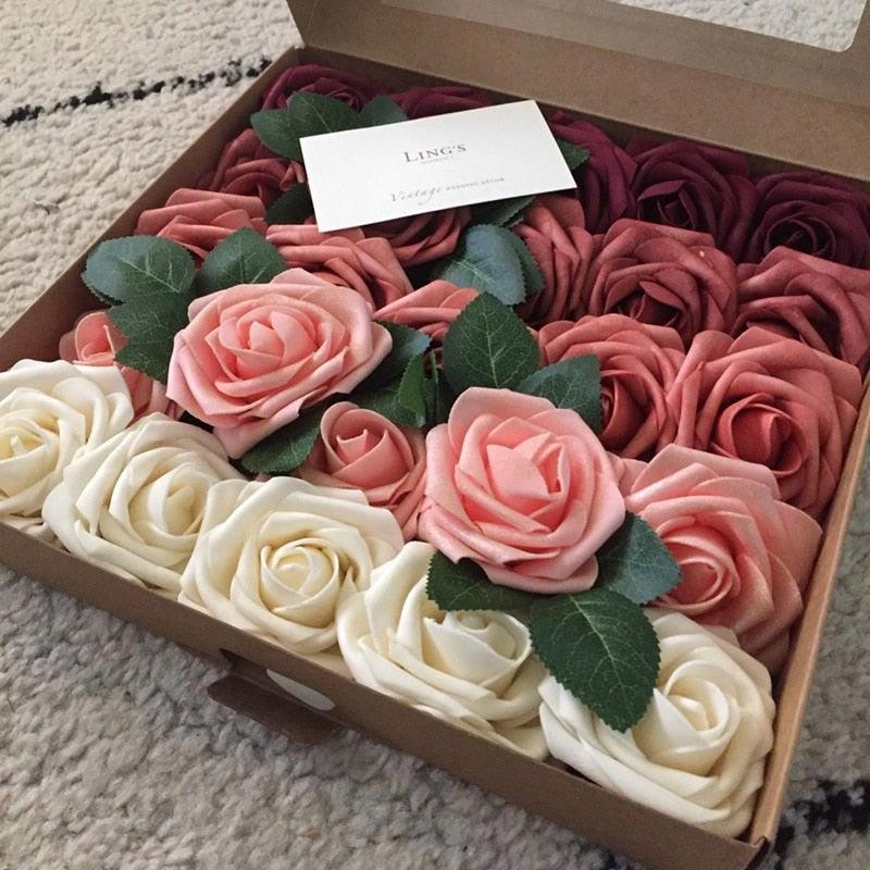 New Artificial 10/20/30 Heads 8cm PE Foam Rose Flowers Bride Bouquet Flower For Wedding Party Decorative Scrapbooking Flower Silk Roses for Wedding Centerpieces Bridal Show Bouquets Party Home Flowers Decoration