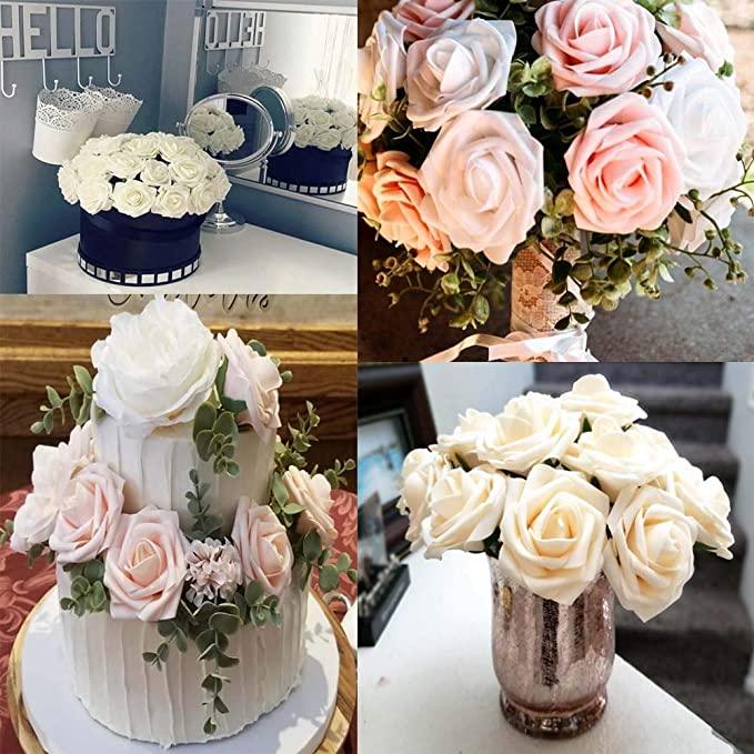 New Artificial 10/20/30 Heads 8cm PE Foam Rose Flowers Bride Bouquet Flower For Wedding Party Decorative Scrapbooking Flower Silk Roses for Wedding Centerpieces Bridal Show Bouquets Party Home Flowers Decoration