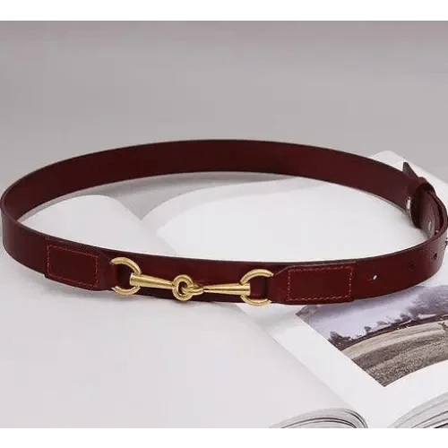 Simple Black Plain Leather Belt For Women Classic Thin Skinny Waistbands Casual Women Dress Belts