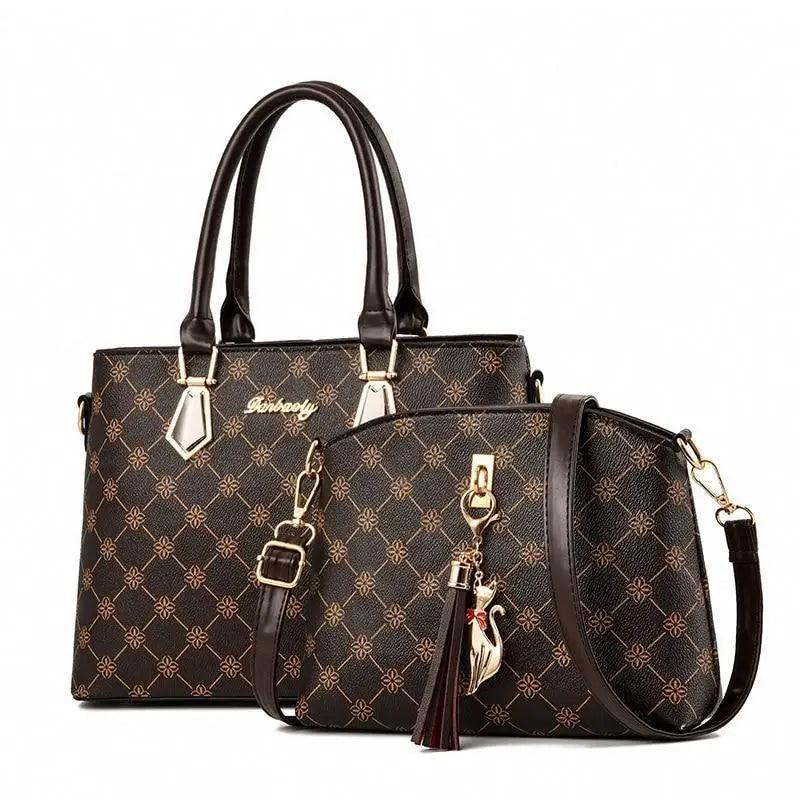 New Luxury Leather Bags Set 2 Pcs Handbag For Women And Girls Stylish Shoulder Gift Bag For Females
