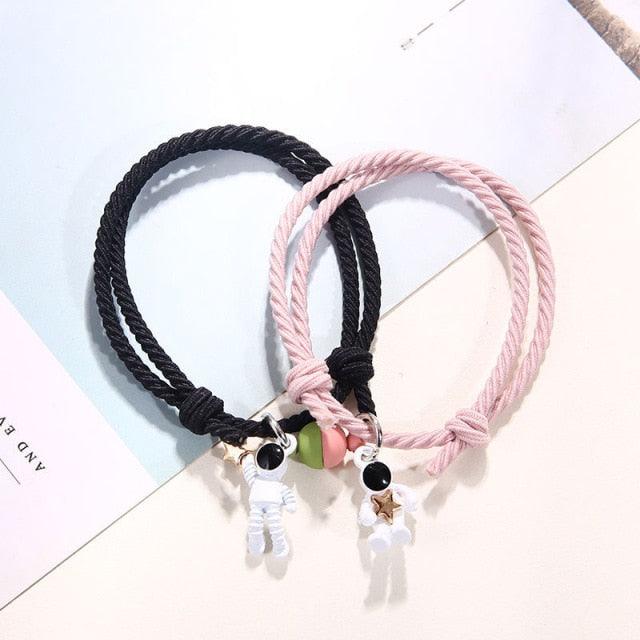 New Magnet Couple Bracelet Star Astronaut Paired Bracelet Attractive Fashion Star Magnetic Bracelets For Couples Jewelry Gifts Set For Couple Bestfriend Girlfriend Boyfriend Women Men