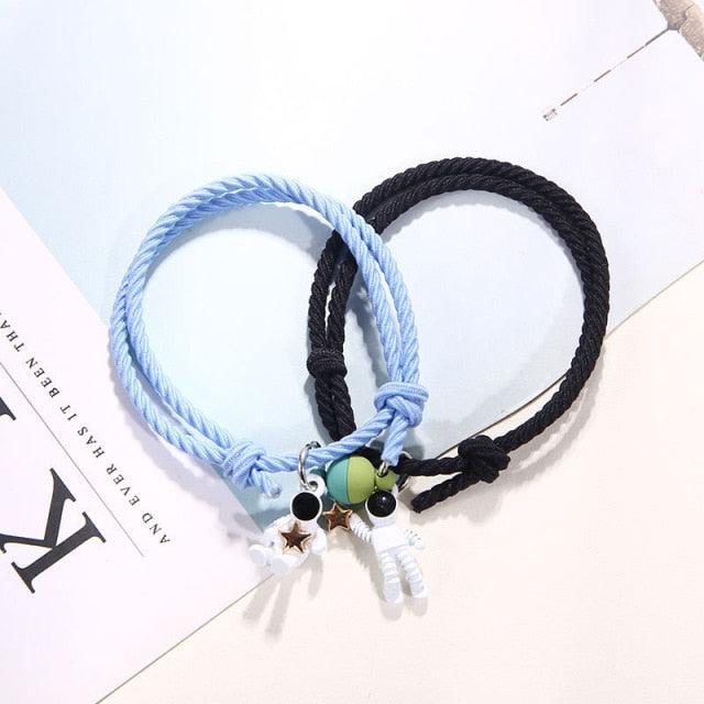 New Magnet Couple Bracelet Star Astronaut Paired Bracelet Attractive Fashion Star Magnetic Bracelets For Couples Jewelry Gifts Set For Couple Bestfriend Girlfriend Boyfriend Women Men