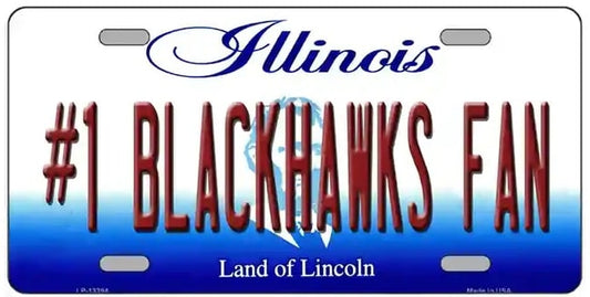 Number One Blackhawks Fan License Plate Sign