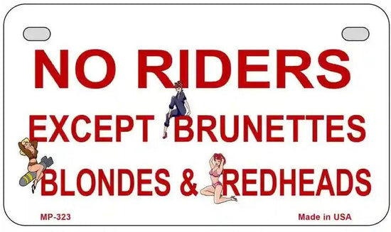 No Riders Motorcycle License Plate