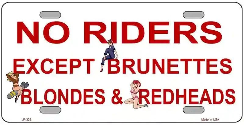 No Riders Motorcycle License Plate