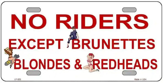No Riders Motorcycle License Plate