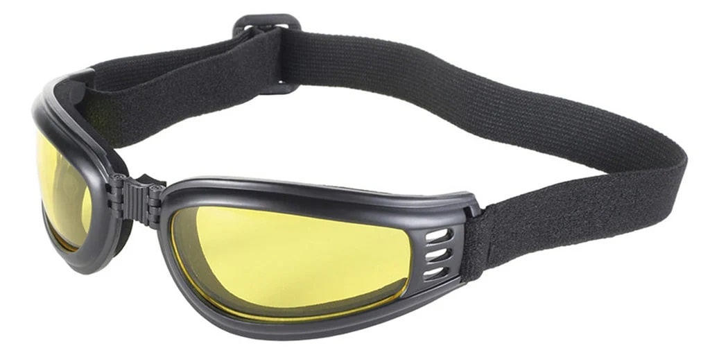 Side View Nomad Goggles Black Frame With Yellow Lens