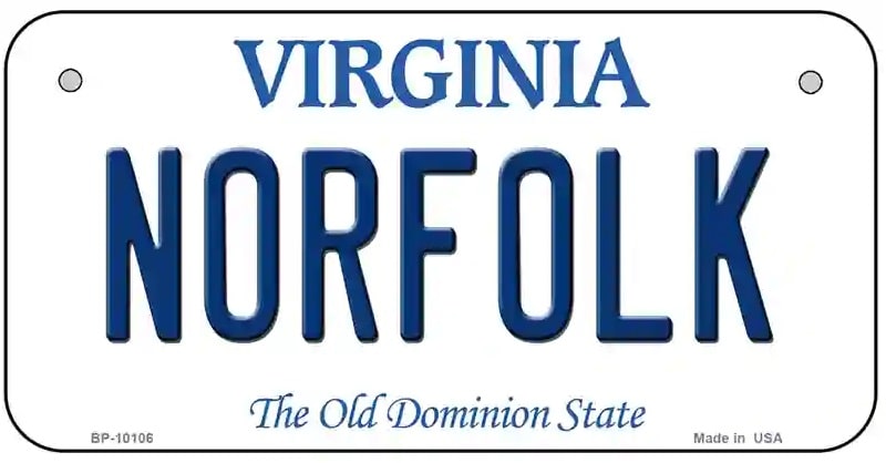 Norfolk Virginia Bicycle License Plate