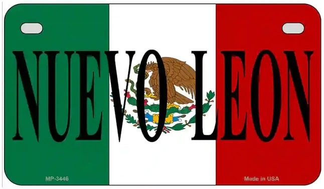 Nuevo Leon on Mexico Flag Motorcycle License Plate