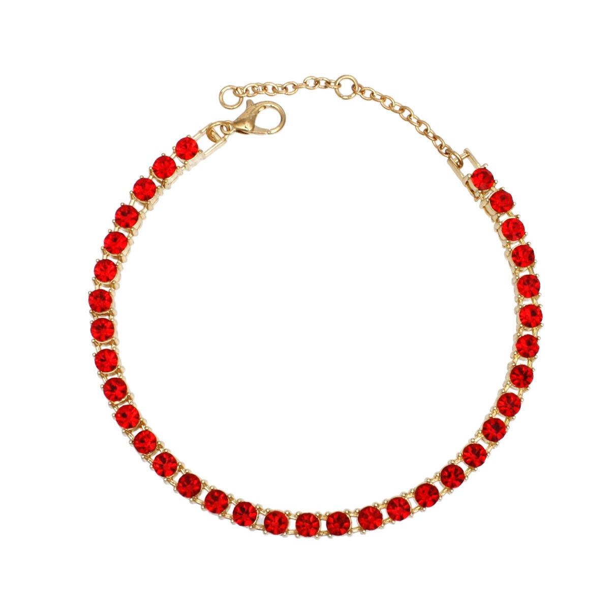Anklet Gold Red Rhinestone Tennis Ankle Chain