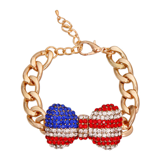 Patriotic Bow Chain Bracelet