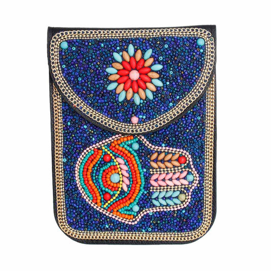 Blue Hamsa Beaded Phone Crossbody