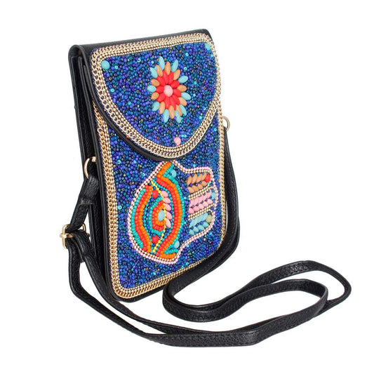 Blue Hamsa Beaded Phone Crossbody