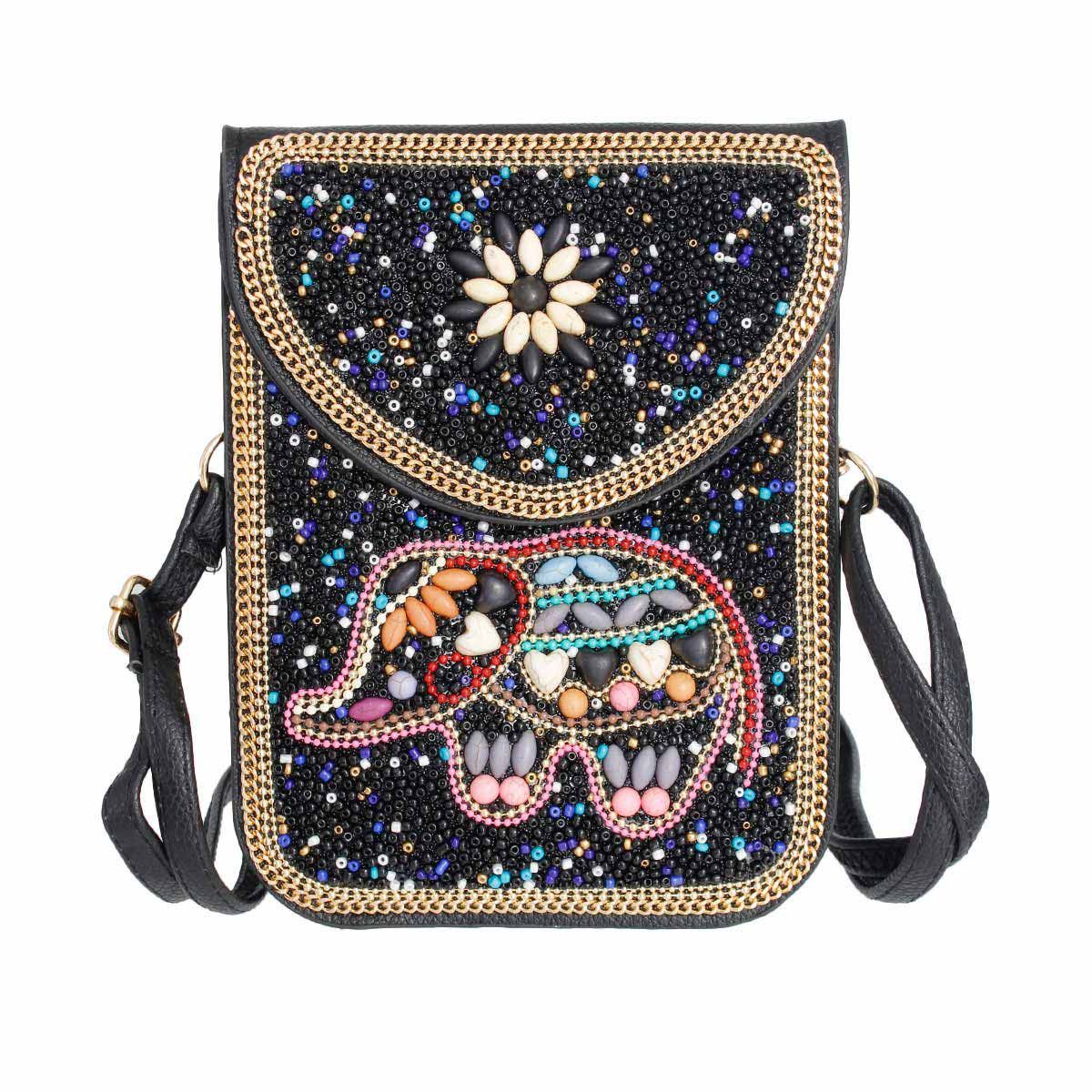 Elephant Beaded Phone Crossbody