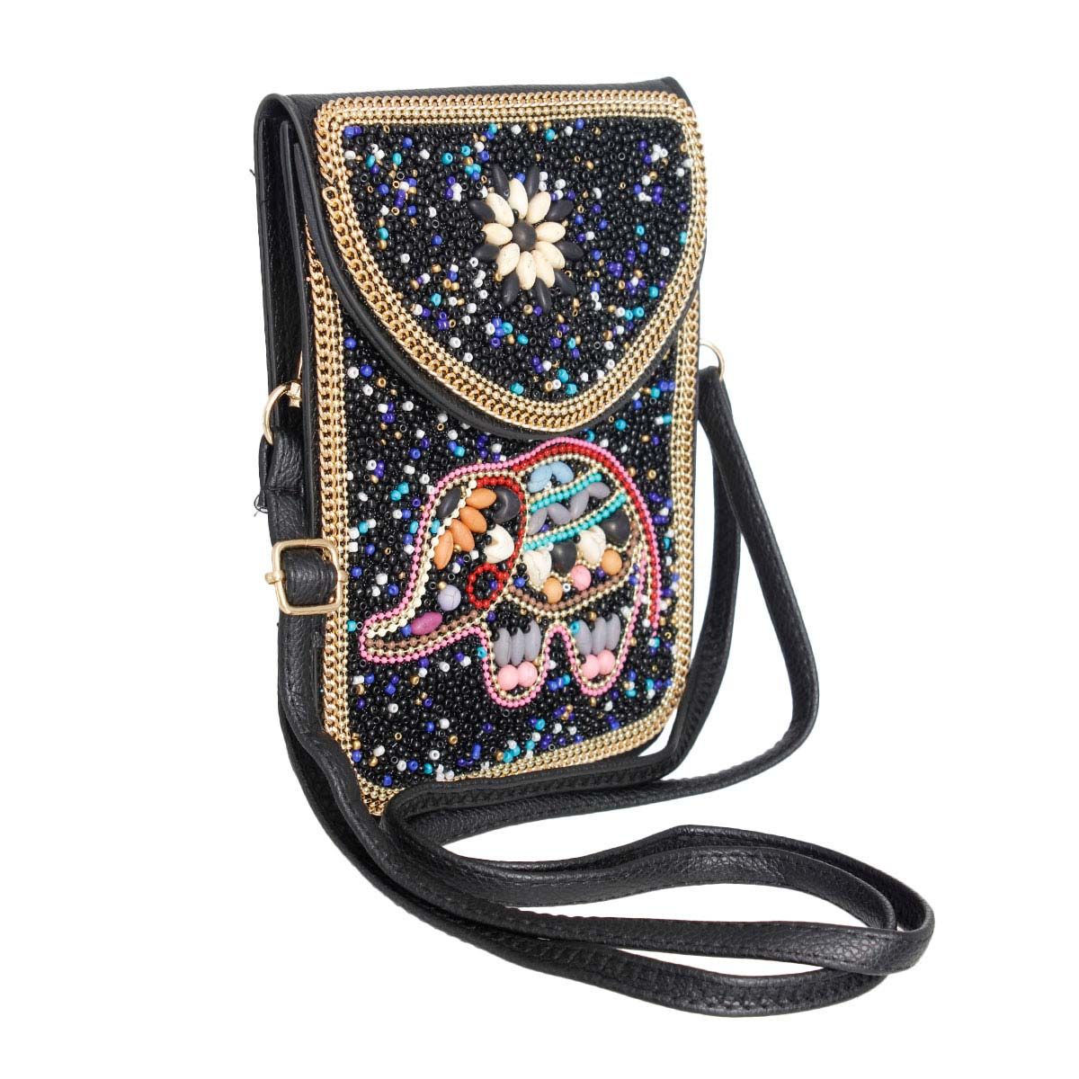 Elephant Beaded Phone Crossbody