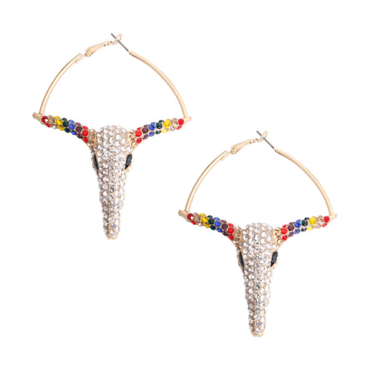 Rainbow Rhinestone Steer Hoops