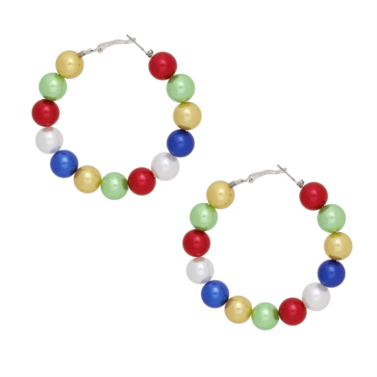OES Sorority Multicolor 60mm Pearl Hoop Earrings