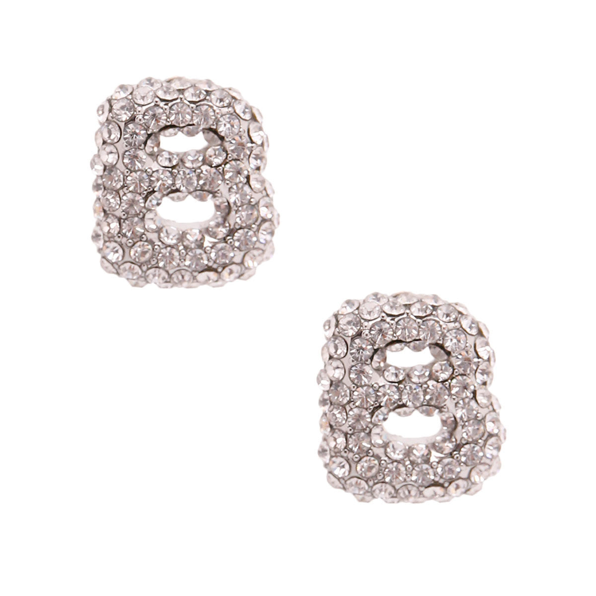 B Rhinestone Silver Studs