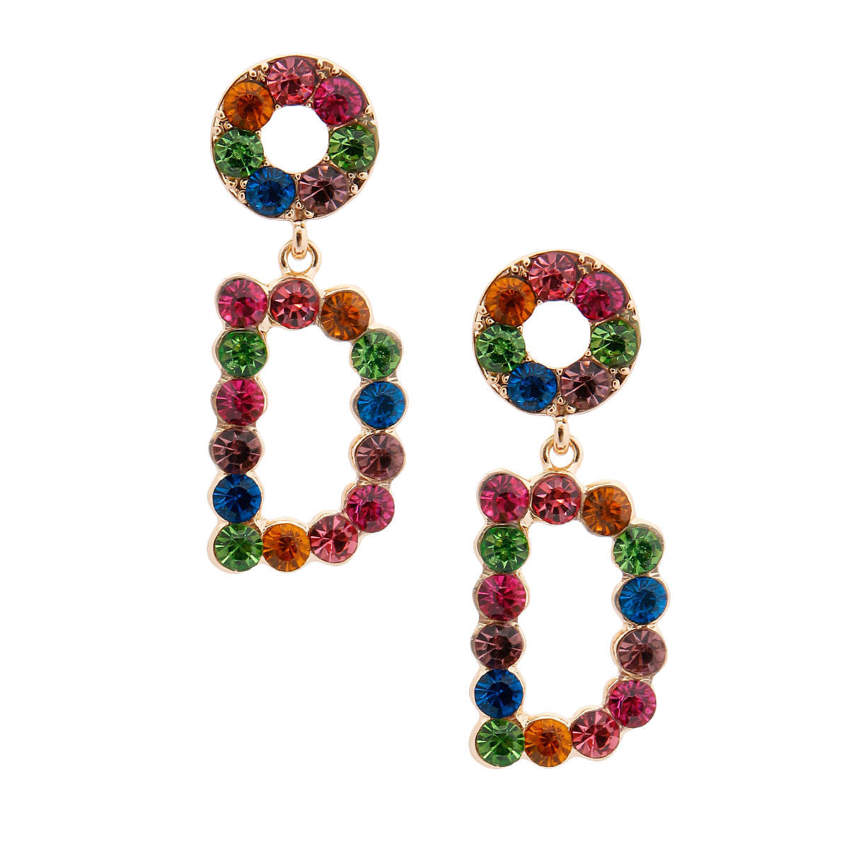 Multi Color Dangling D Earrings