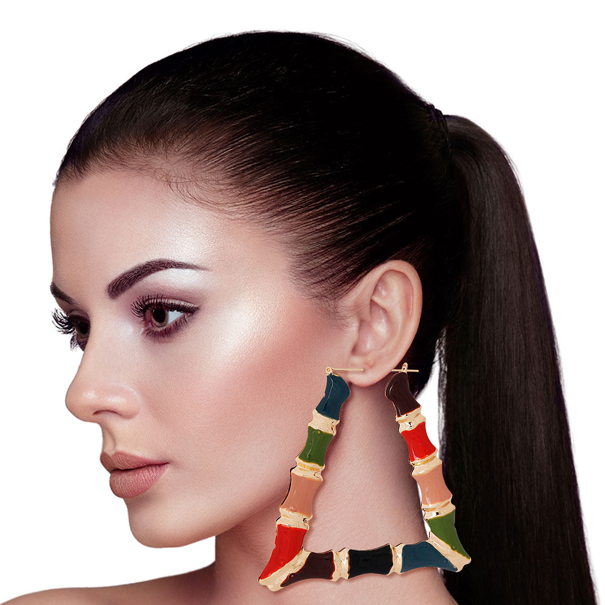 Multi Color Trapezoid Bamboo Hoops