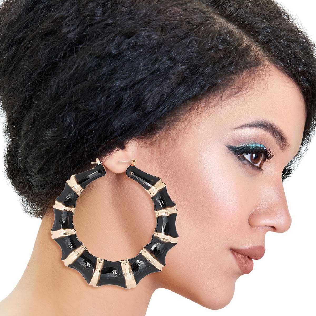 Black Color Bamboo Hoops