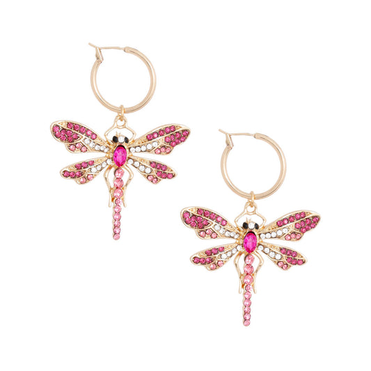 Pink Dragonfly Baby Hoops