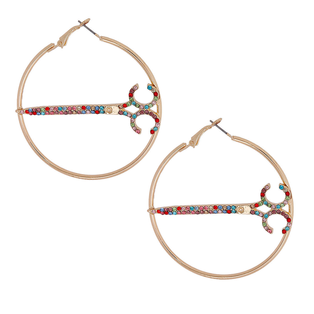 Multi Color Stone Scissor Hoops