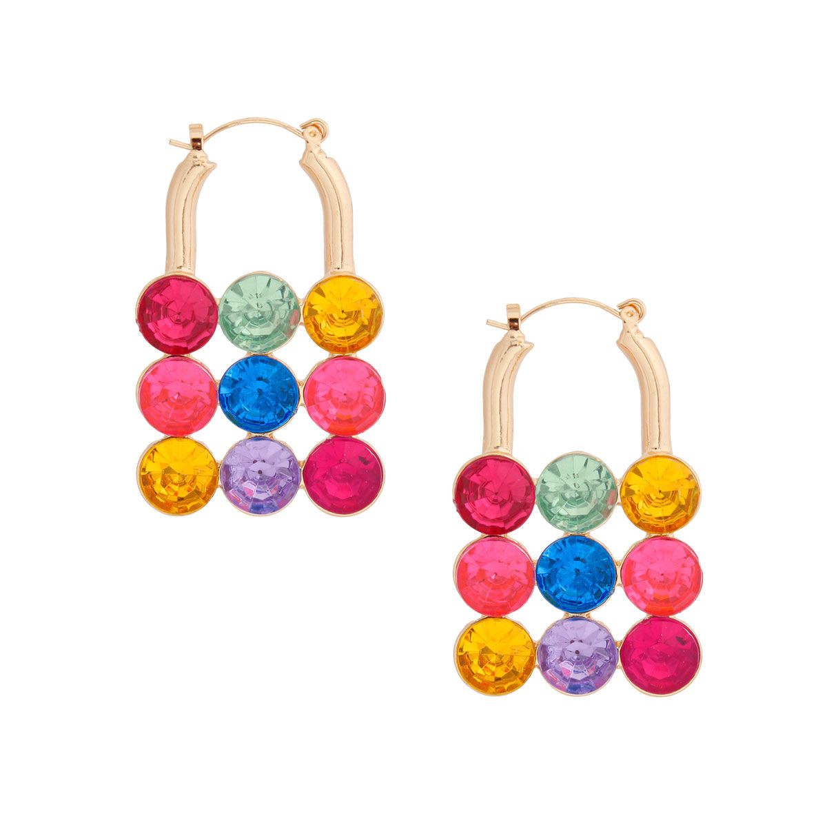 Multi Color Studded Lock Hoops