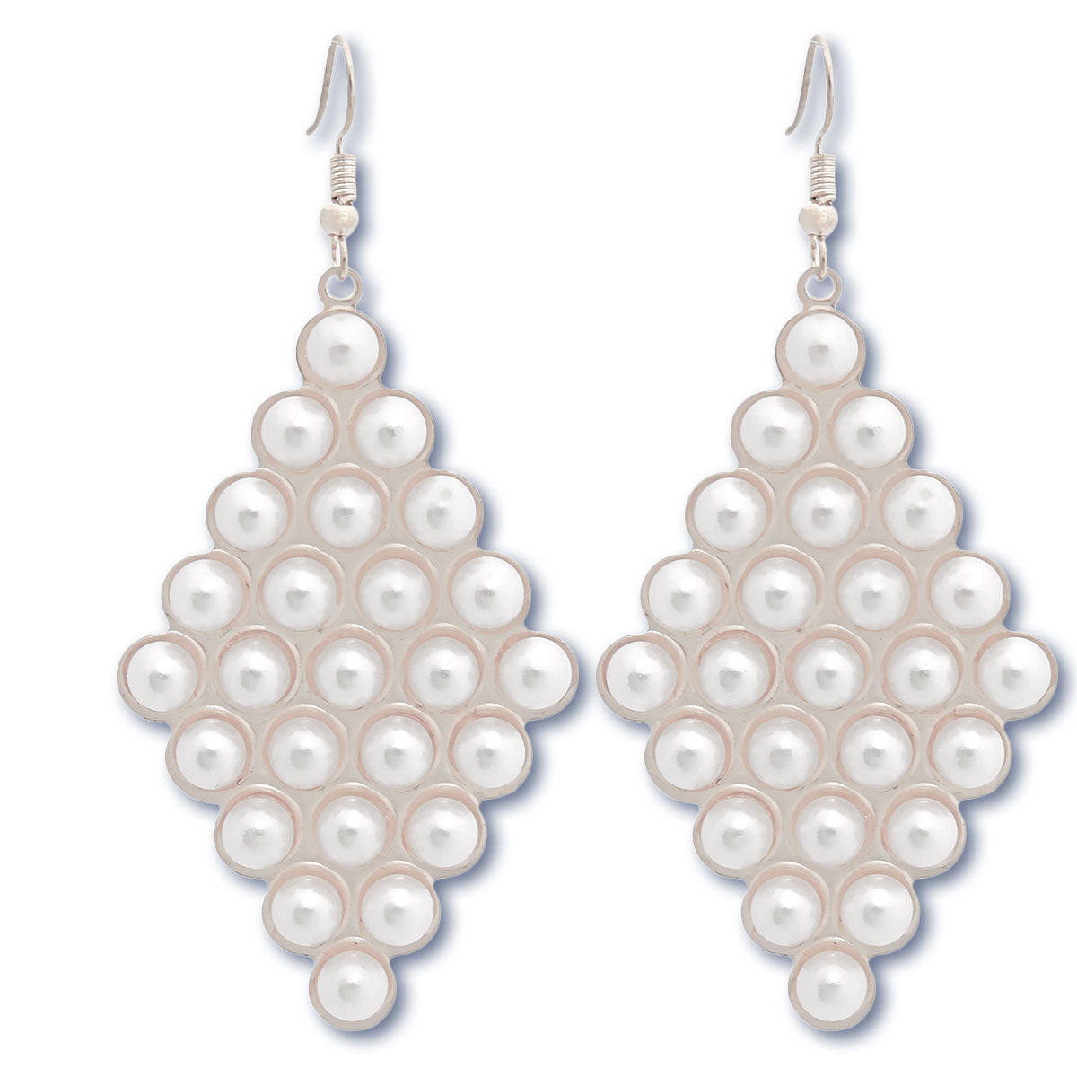 White Pearl Stud Diamond Earrings