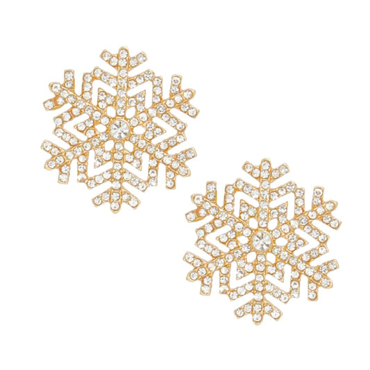 Stud Radiating Snowflake Gold Earrings for Women