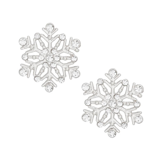 Stud Stellar Snowflake Silver Earrings for Women