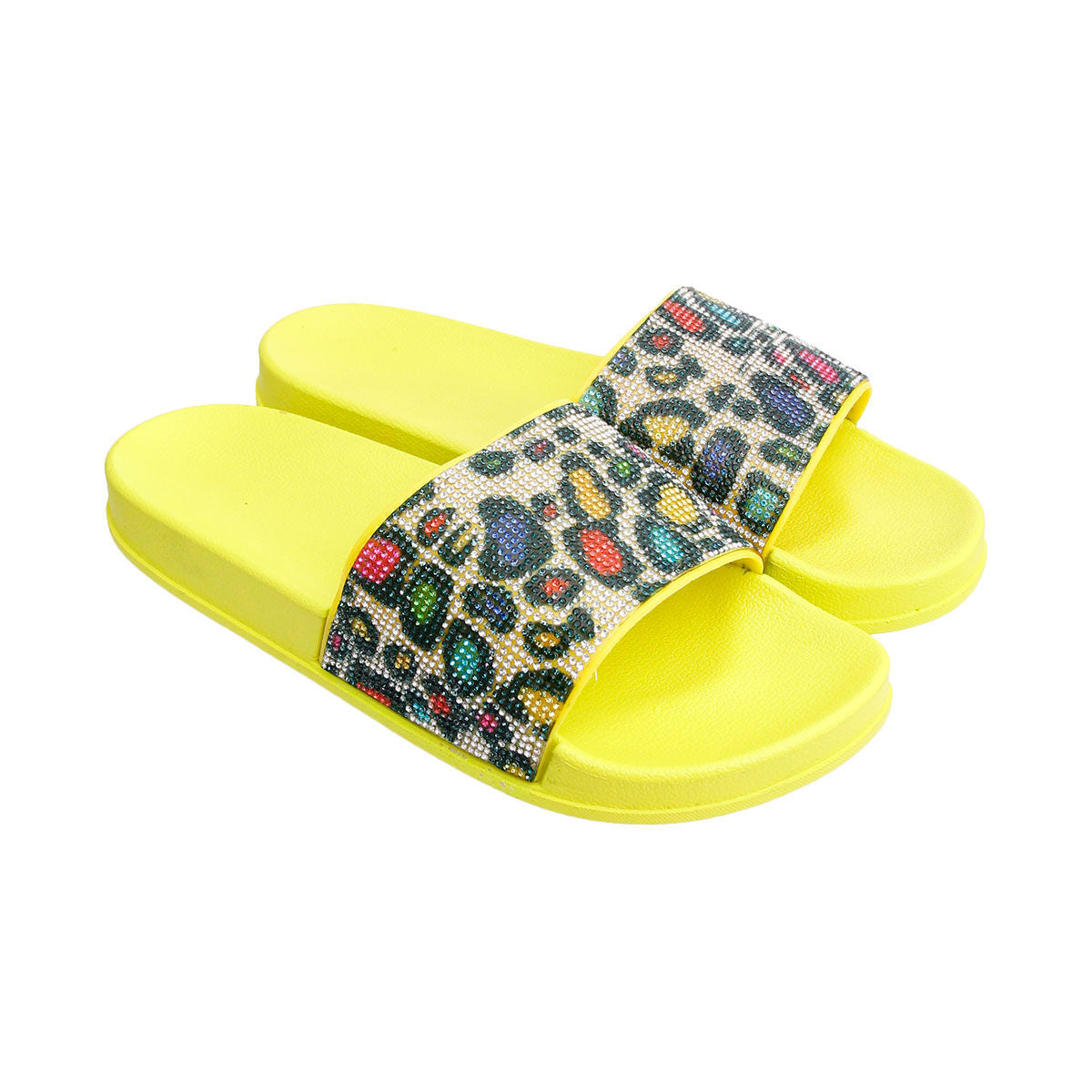 Size 10 Leopard Yellow Slides