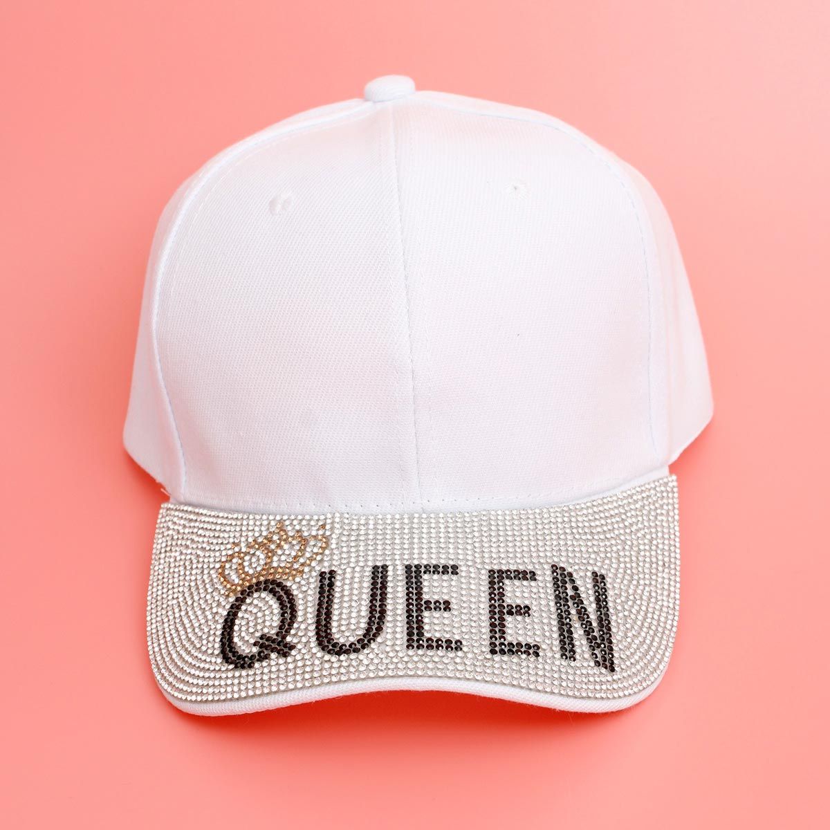 Hat White Queen Bling Baseball Cap for Women