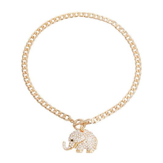 Gold Rhinestone Elephant Toggle