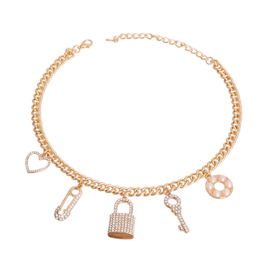 Gold Love Lock Charm Necklace