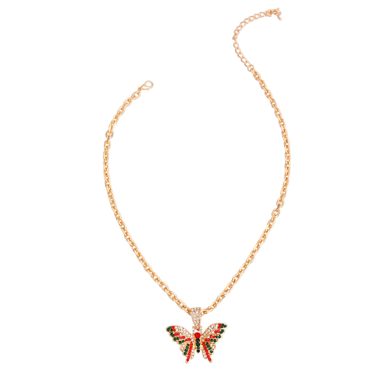 Red and Green Flutter Mini Butterfly Necklace