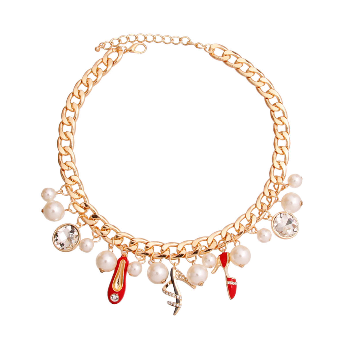 Gold Red Luxury Shoe Charm Necklace