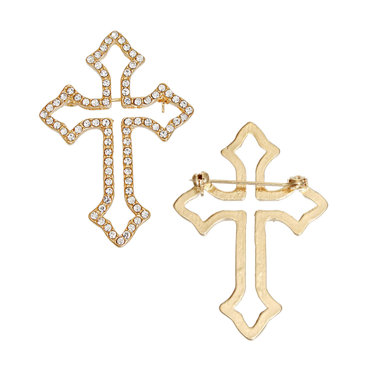 Brooch Bling Latin Cross Pin for Women